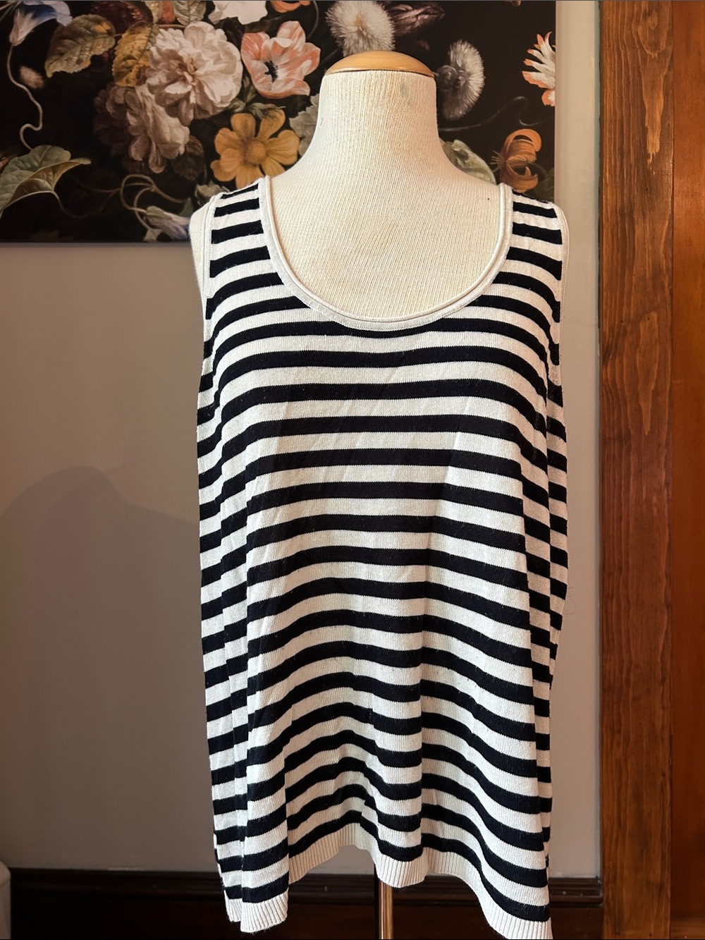 Sonoma Black & White Striped Scoop Neck Tank